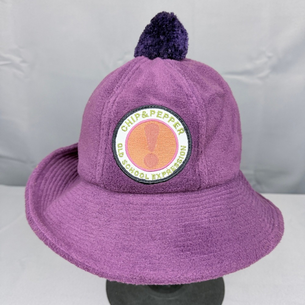 Chip & Pepper Old School Expression Purple Fleece Pom Bucket Hat One Size